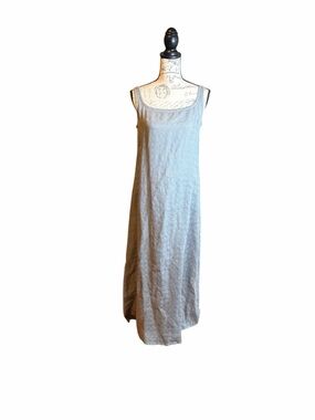 Eileen Fisher Irish Linen Maxi Dress Gray Sleeveless Minimalist XS